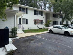 Two-story apartment buildings in Fayetteville, NC where Cornerstone installed a crawl space vapor barrier